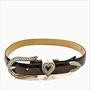 NWOT Brighton Western Youth/ Petite Belt XS  Two tone metal with Heart scrolling